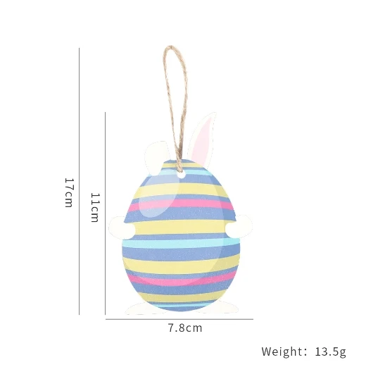 New Easter Decoration Hanging Sign, Colorful Egg Bird Rabbit Chick Wooden Ornaments, Egg-shaped Hanging Decorations.