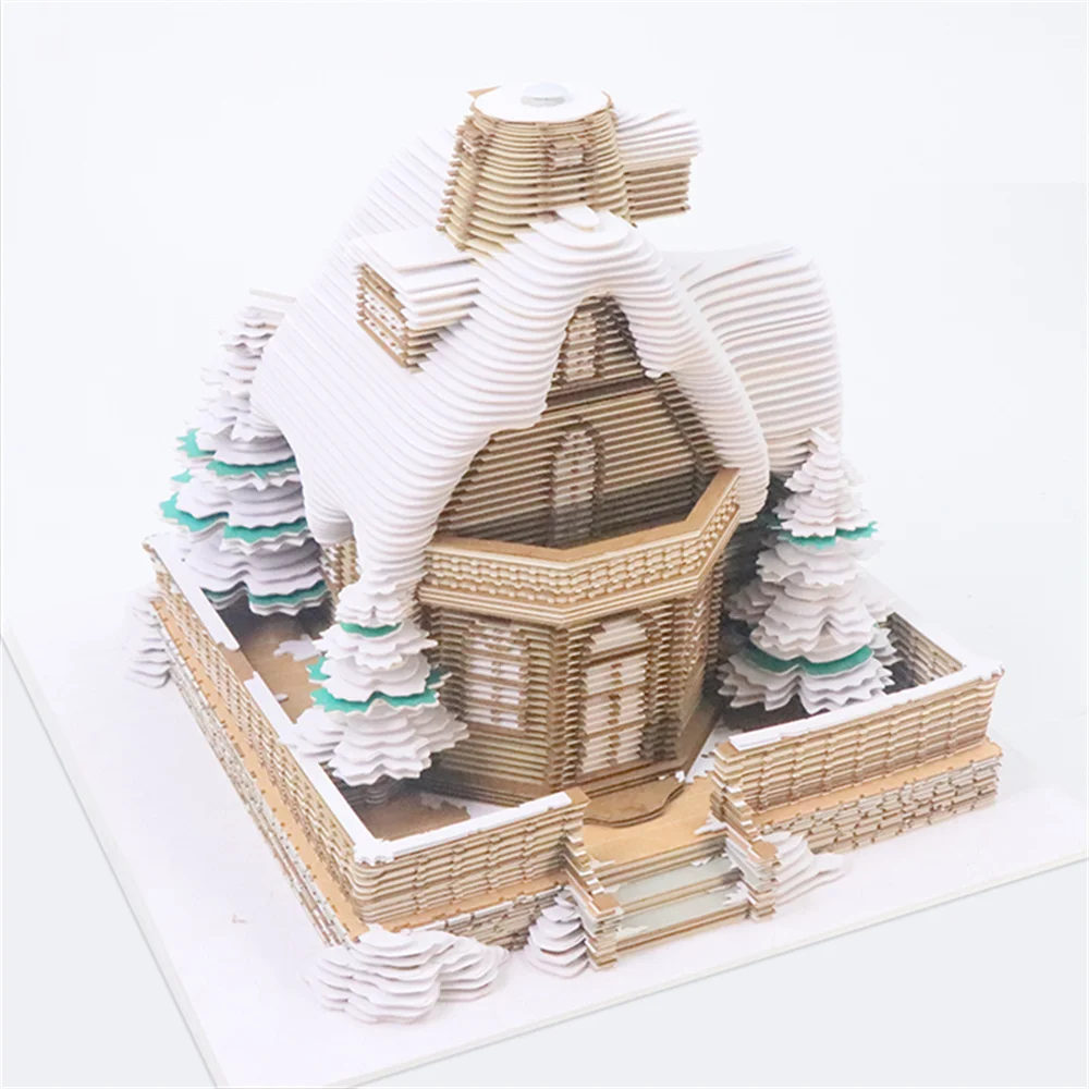 Fine Laser Engraving Paper Craft Sticky Note Personalized Igloo 3D Paper Carved Note For Commercial Use