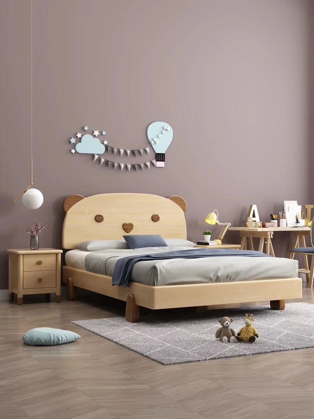 Kids Bedroom Furniture Wooden Children Single Bed Frame with Cartoon Design Best Selling