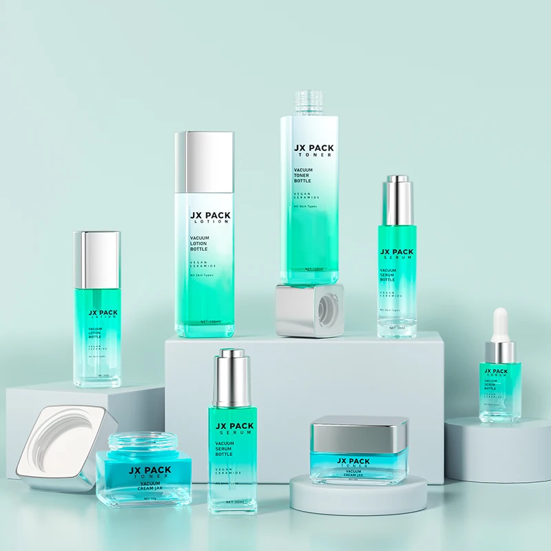 matte square glass jar rectangle glass bottle flint glass bottle serum set skin care containers luxury white cosmetic