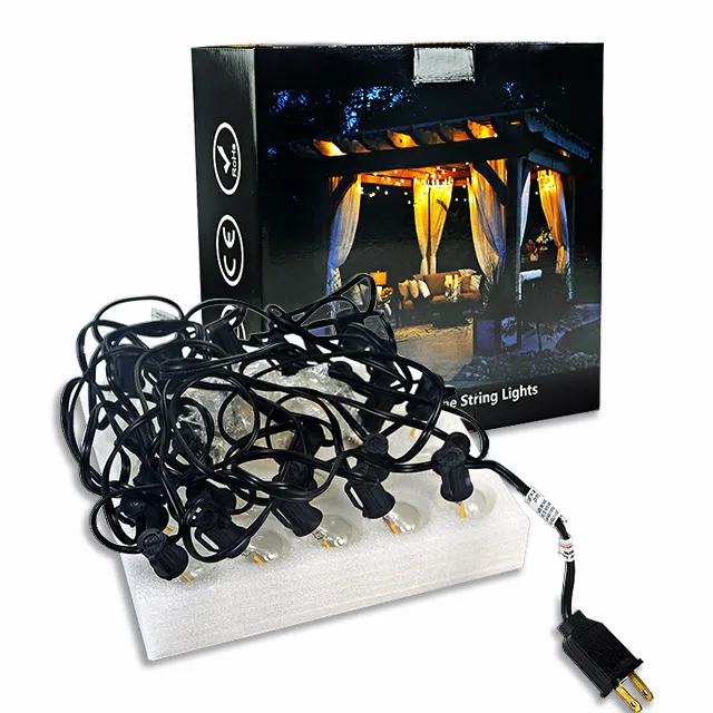 Factory Supply Waterproof Super Long 25ft Outdoor Indoor Decoration Christmas Patio G40 Bulb 25+2 LED String Lights