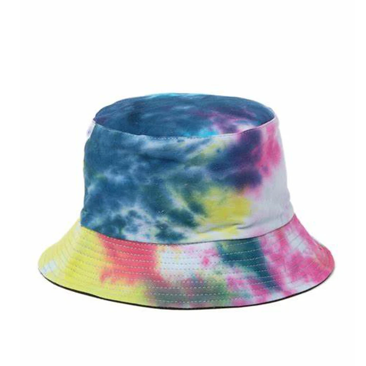Custom Denim Tie-Dye Bucket Hat Unisex Wholesale Sportsman Washed Hat with Embroidered Logo Printed Pattern for Men and Women
