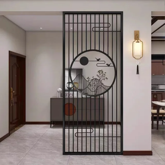 Light Luxury Hollow Metal Stainless Steel Screen Partition Wall Living And Dining Room Divider Entrance  Partition