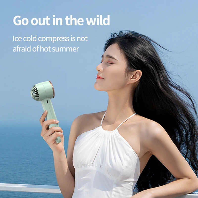 Ice Cold Compress Handheld Cooling Fan Travel USB cooling mini portable outdoor Semiconductor fans with climbing hook