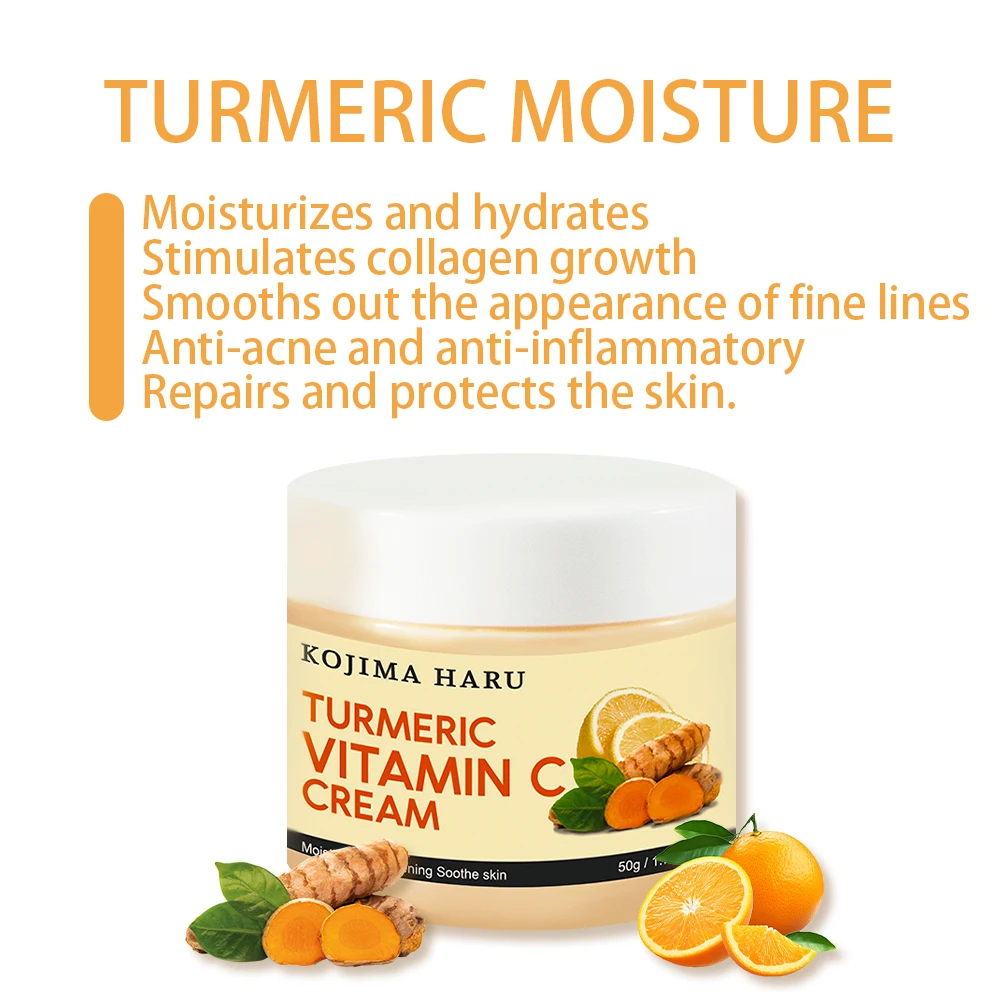 Private label Turmeric retinol beauty whitening face cream kojic acid glowing skin face cream for dry skin for women