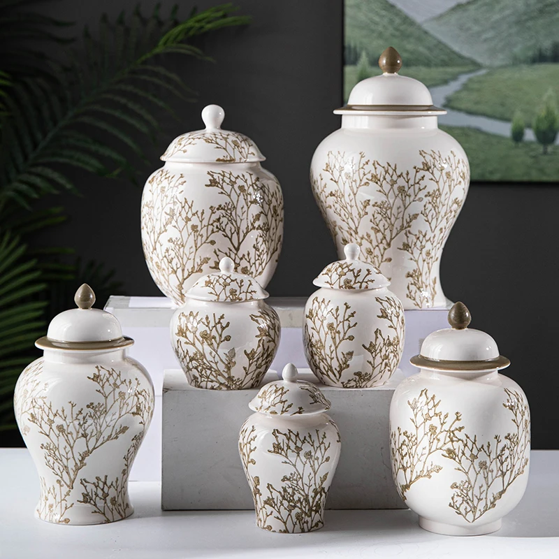 Wholesale Chinese Wedding Party Hand Painting Flower Design Porcelain Ginger Jar Flower Vase
