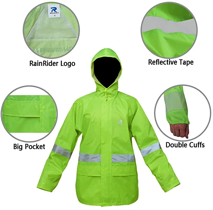 New arrival factory wholesale basic industry waterproof polyester PVC qualified reflective working rainsuit traje de lluvia