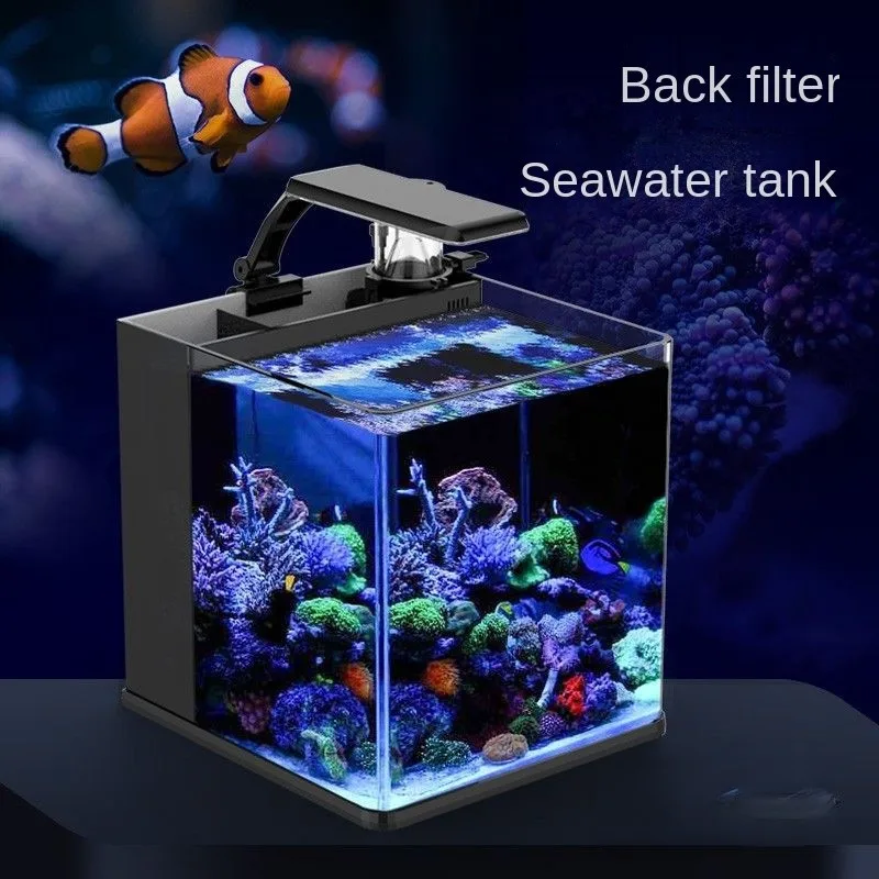 Rectangle Fish  Small Jellyfish Aquarium Cube Artificial Filter Pump Seawater Living Room  Home Full  Of Equipment