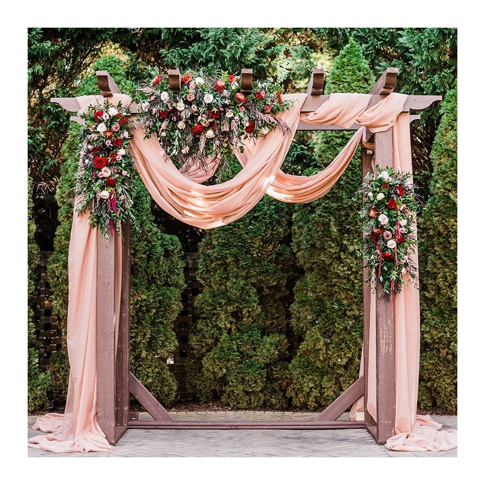 Wholesale dusty rose chiffon drape curtains wedding ceiling arch drapes