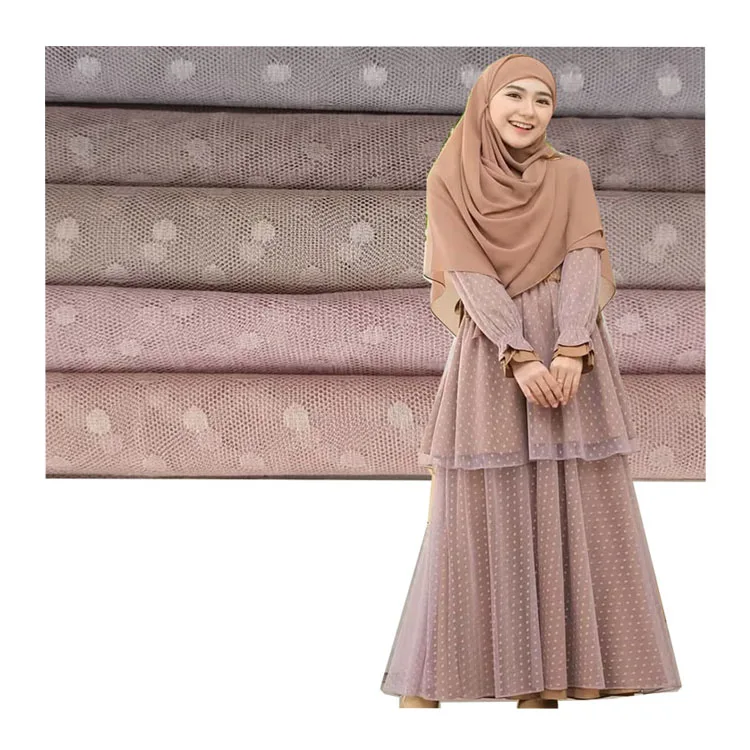 China wholesale  original factory 100% polyester colorful tulle dot mesh fabric for party dress