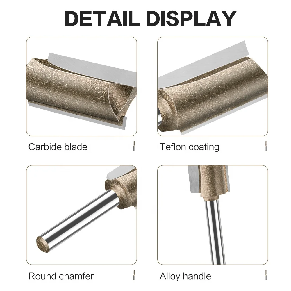 Tungsten steel Double Flute Hard Carbide Straight Cut Wood Router Bit Set for Create Groove dado or Hollow
