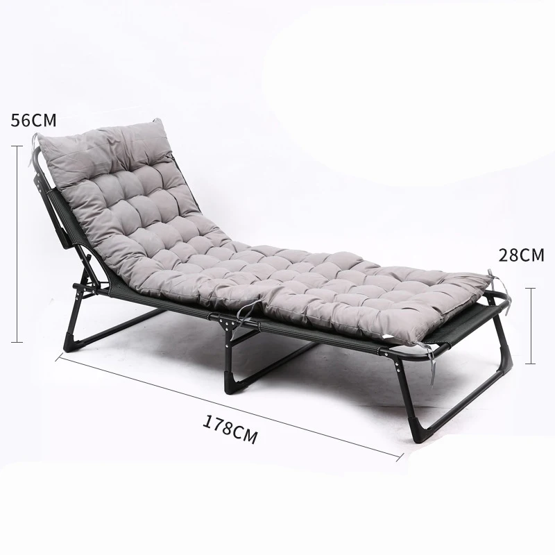 OEM Customized Logo Folding Single Bed With Cotton Mat Portable Chaise Lounge Chair Indoor Outdoor Furniture Folding Iron Bed