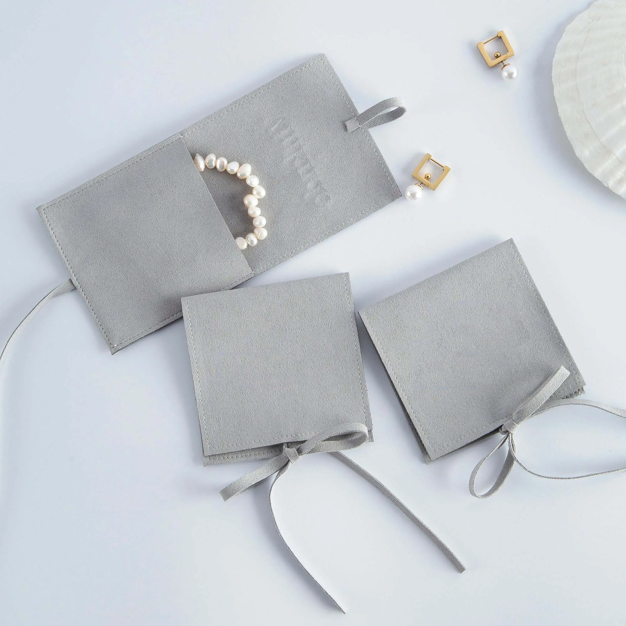 Recyclable Custom logo Small Flap Pouch Microfiber Small Envelope Flap Velvet Suede Fabric Pouch Jewelry Packaging Bags