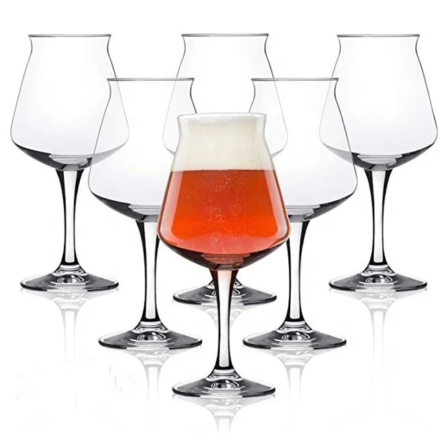 Wholesale Hand Blown Crystal Clear Stemmed Beer Glass