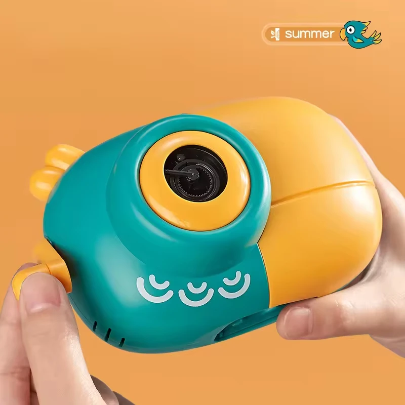 Leak-Proof Design Bubble Camera Toy Summer Outdoor Cartoon Parrot Shape Camera Bubble Toy For Kid Soap Toy With Light Music