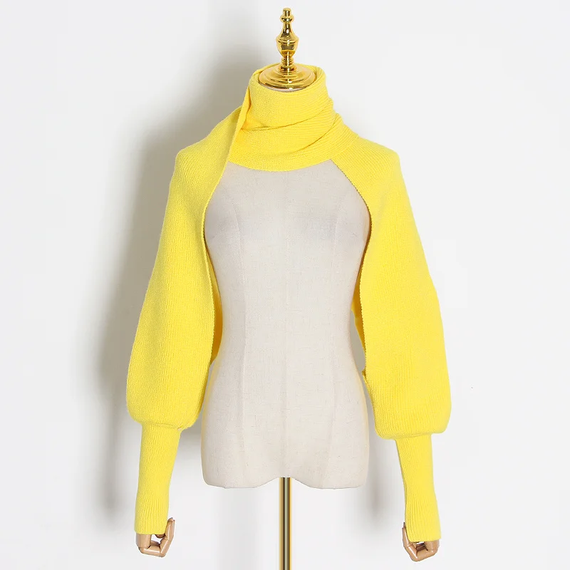 TWOTWINSTYLE  Casual Knitted Scarf Turtleneck Multifunction Basic Scarves For Women