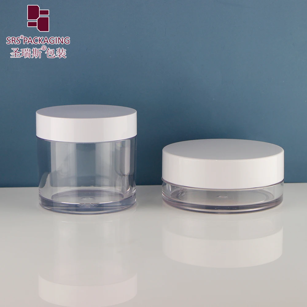 PETG  jar  empty  cosmetic jars 5ml 100ml 50 ml 30 ml 15 ml  with black white  lid for face cream