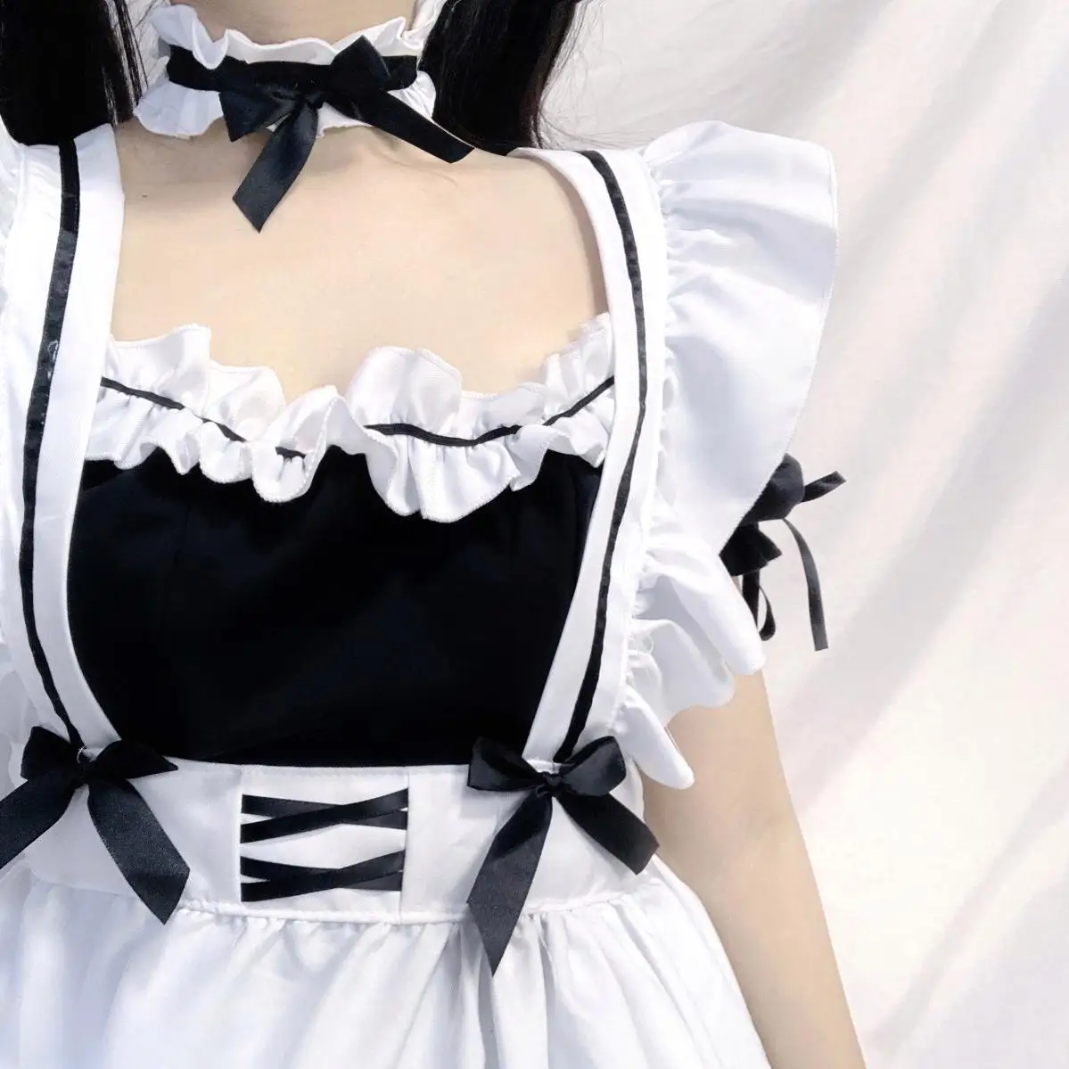 2024 6pcs Set Cute Maid Costume Cosplay Hand GameRed Wine Sweet Maid Costume Lolita Anime Cosplay