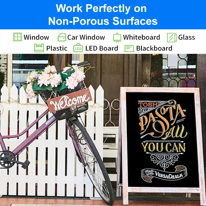 Erasable Highlighter Pen Set 6mm Liquid Chalk Fluorescent Marker LED Window Glassboard Pens