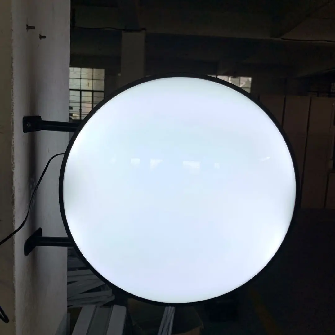 Customized Led Light Box Double Side Sign Round Shape Blank Acrylic Wall Mount Display Box