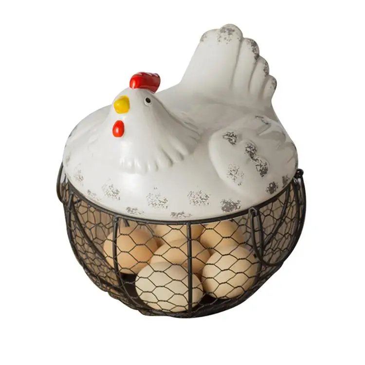
Metal Chicken Egg Basket with Durable Fruit Snacks Container 