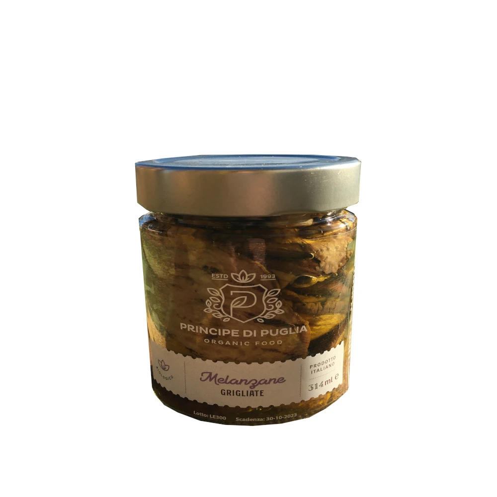 
Organic Apulian Grilled Aubergines, 314 ml, in Evo oil, Organic Aubergines 