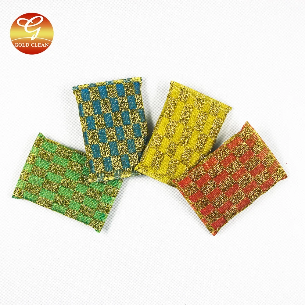 Factory Wholesale Metal Striped Kitchen Cleaning Sponge for Dishes Customized Color Stainless Steel Wire Mesh Sponge Scrubber