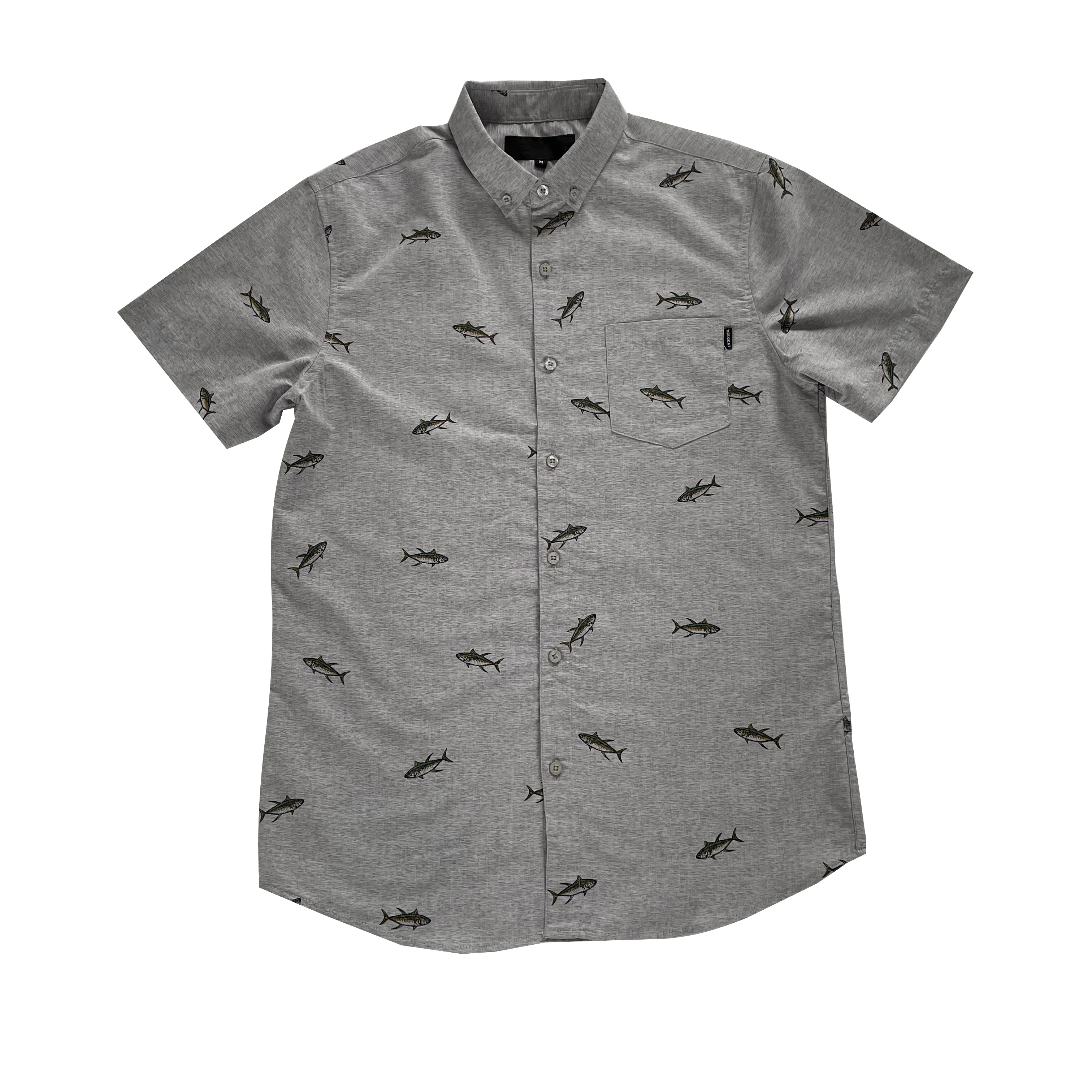 
Casual Shirts Grey Printed Custom Logo Men Summer 