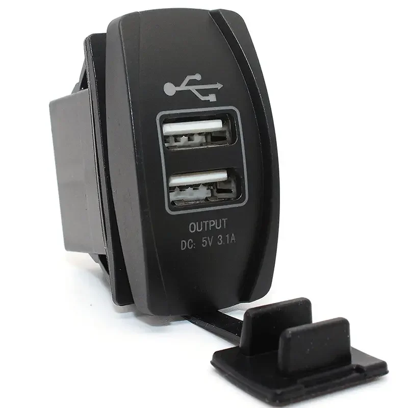 newest  Universal Rocker Style Car USB Charger 3.1A Dual USB Car Charger Socket Carling Switch Power Outlet