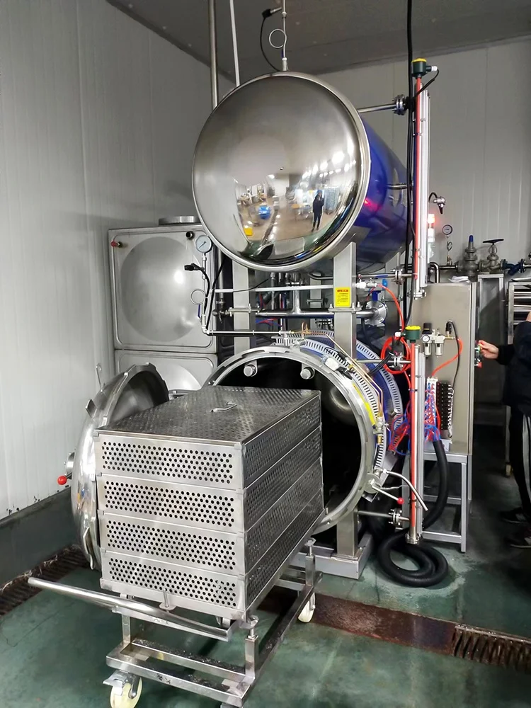 Water spray sterilizer retort hot sale commercial Jars Tin sardine canned food spraying automated retort pouch machine