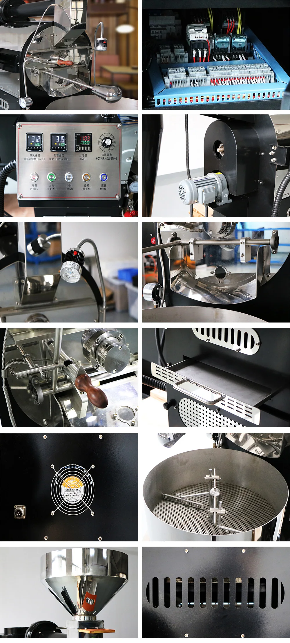 
DY1KG coffee bean roaster Stainless Steel Housing Materia roaster gas roaster machine 