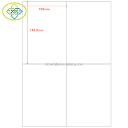 Adhesive shipping labels 4 per sheet address sticker paper a4 size for Injet/Laser printer