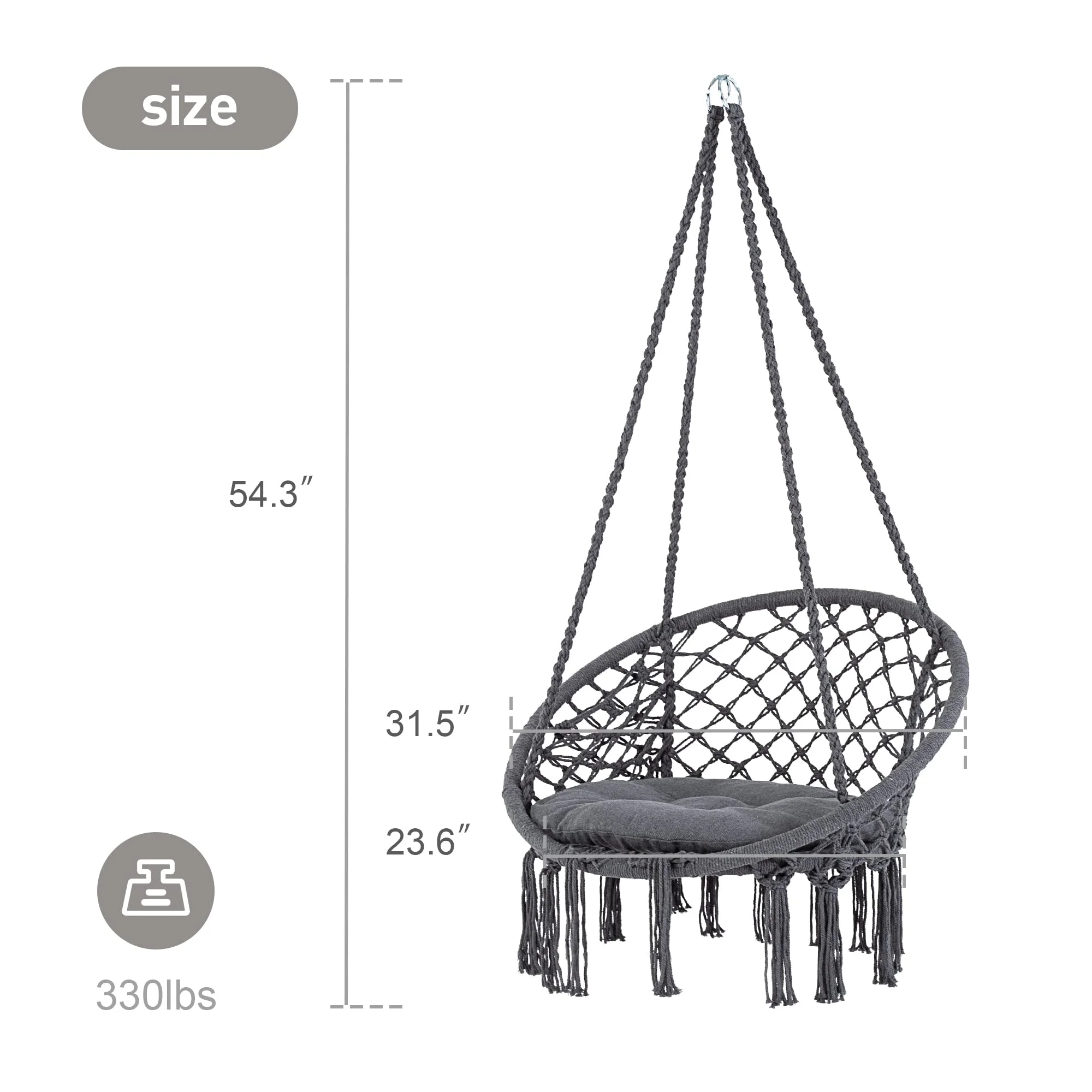 Hammock Chair with Pocket for Books and Ipad  Use Put Hanging Chair Swing  Garden Chair Hanging Swing