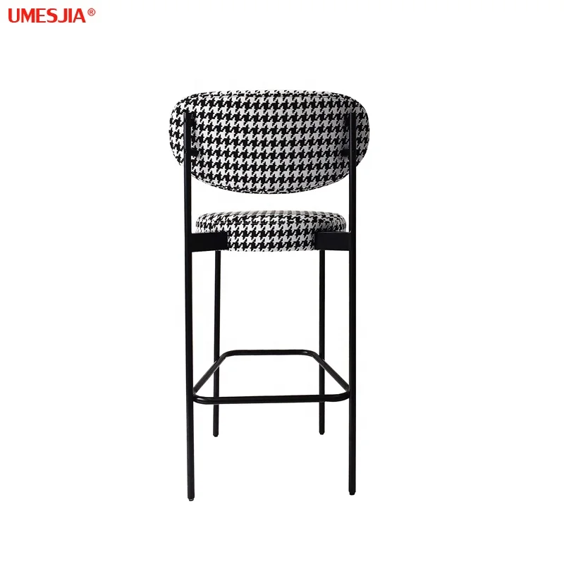 Modern Bar Furniture  Denmark Velvet  Iron Bar Stool  Fully upholstered bar stool with painted metal frame