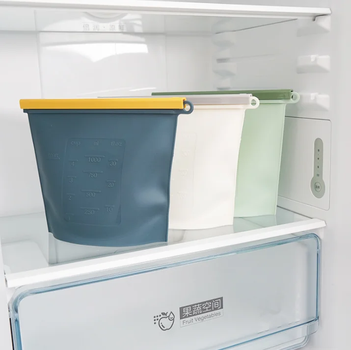 500/1000/1500ml waterproof fridge silicone food storage bag vegetable preservation reusable freezer safe food bags