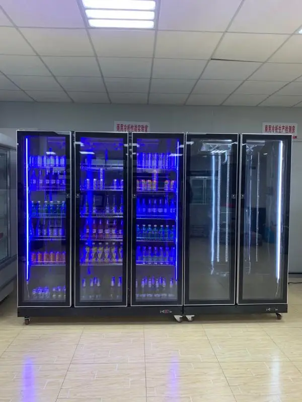 single/double/three door chiller upright freezer glass door refrigerator