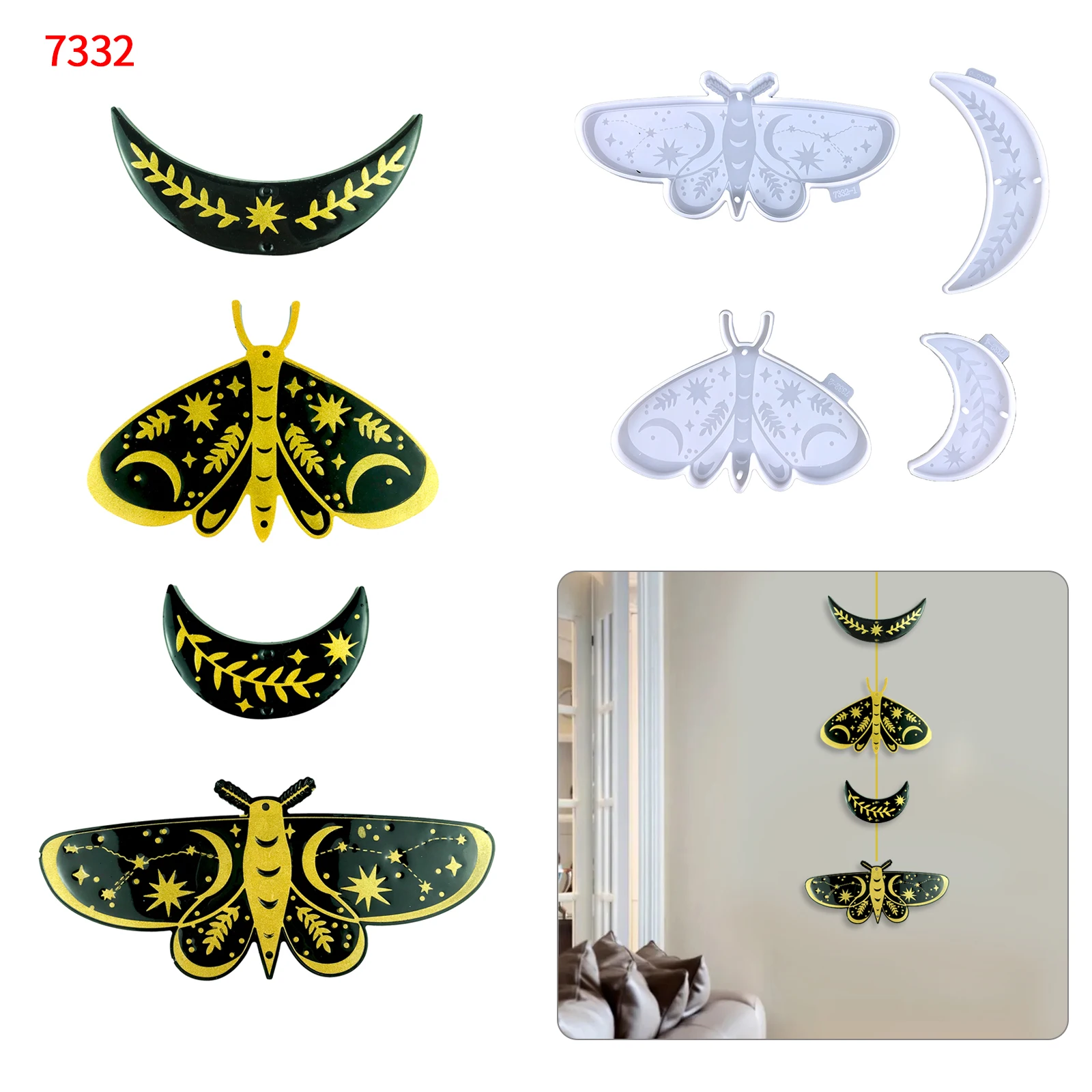 7332 Butterfly insect Moon epoxy resin wall hanging silicone mold DIY bionic butterfly silicone mold