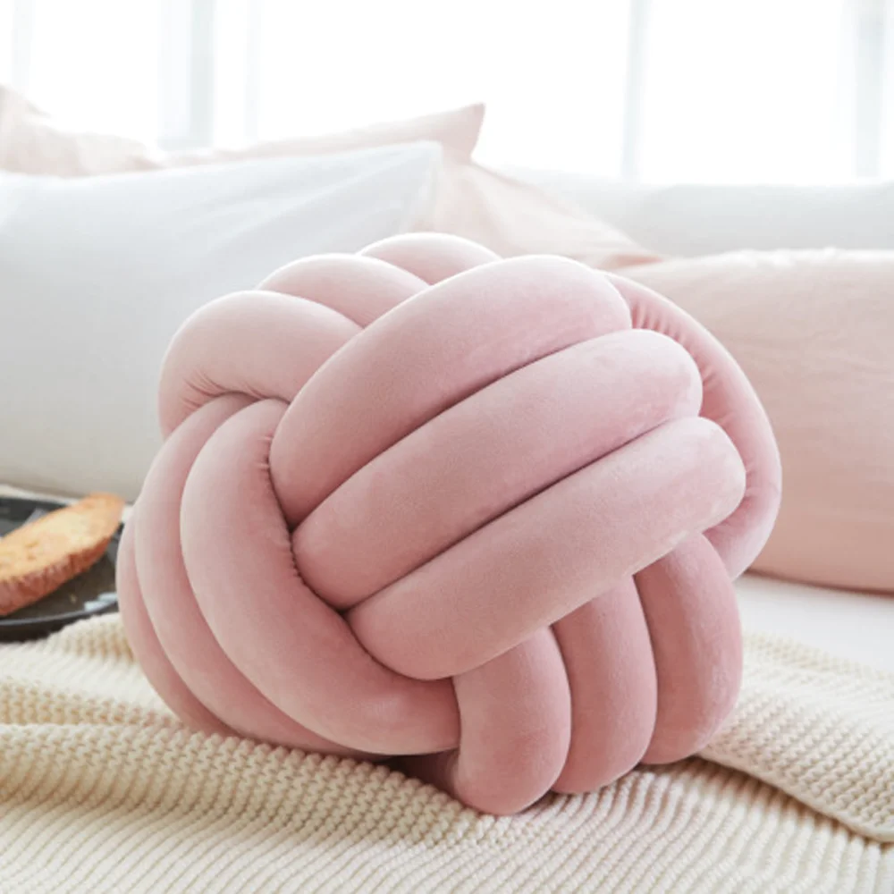 
Knot Floor Cushions Modern Pillow Knot Pillow Cushion Polyester Velvet Chunky Knot Pillow Cushion Ball Hollow Fiber Filled 