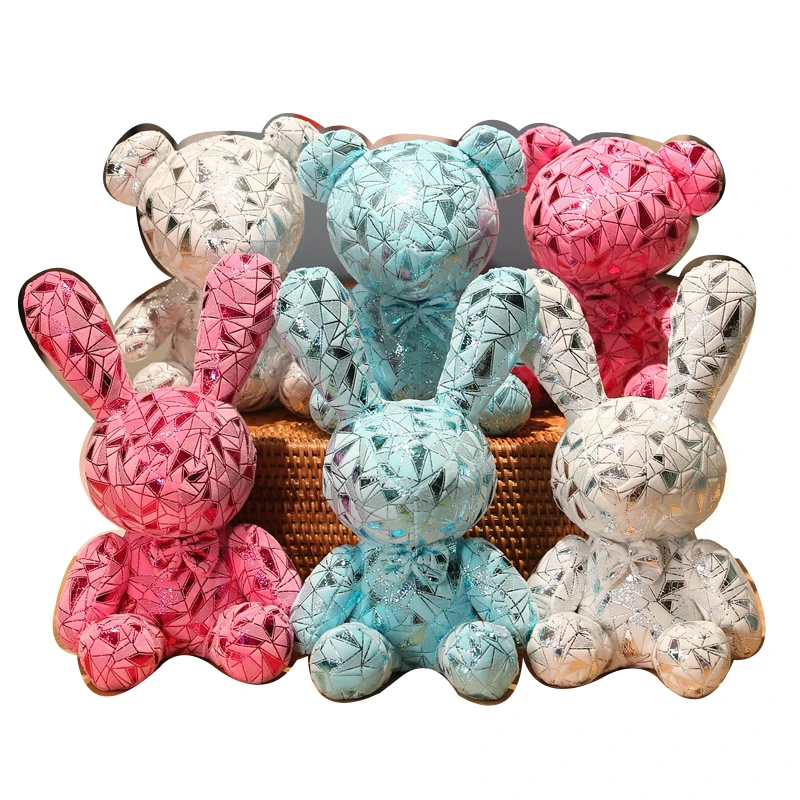 Cute Custom Candy Bear Plush Toys Rabbit Soft Stuffed Animal Pendant Backpack Key Ring Valentines Day Gift