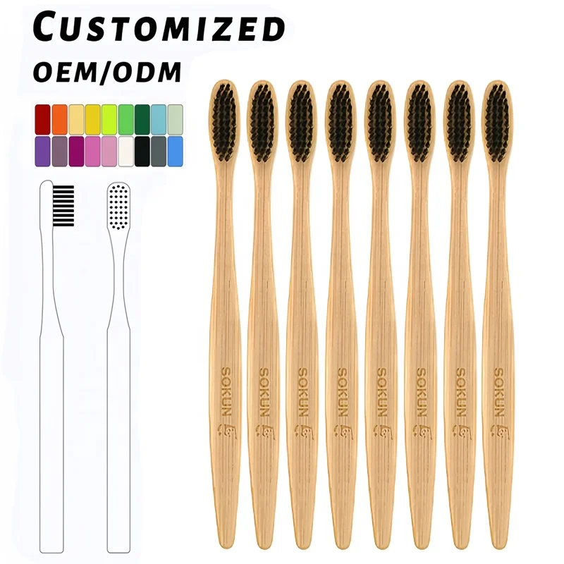 Natural Quality Custom Bamboo Toothbrush with box Eco-friendly Round Brosse A Dents Bambou for Travel