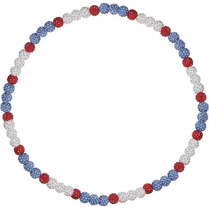 Sparkle Bling Disco Ball Beaded Bead Baseball Player Necklace Red/White/Blue Sports Ice Drip Baseball Bling Necklace Wholesale