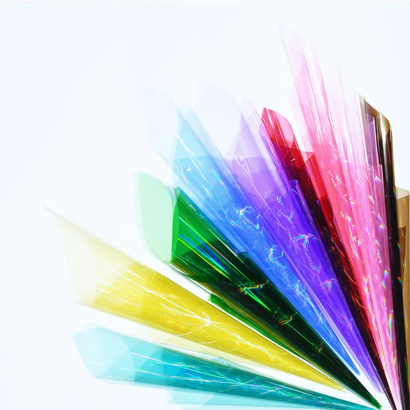 Iridescent Film Cellophane Flower Wrapping Paper Rainbow Waterproof Plastic Wrap for Birthday Christmas Gifts Flowers