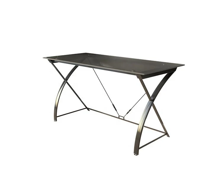 small computer desk tempered glass metal tube corner simple office desk