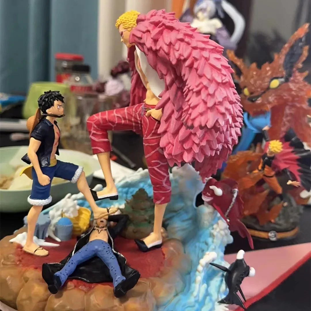 21CM Newest 1 PIECE Donquixote Doflamingo Vs Luffy GK Manga Figurine Statue Model Doll Decoration PVC Anime Figure Toy