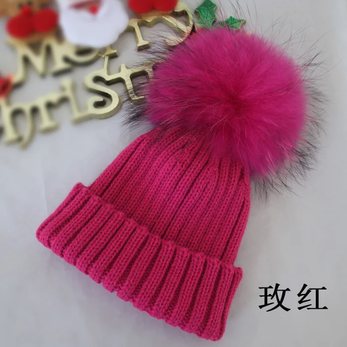 Индивидуальный дизайн, симпатичная Детская Зимняя Шапка-бини из меха енота