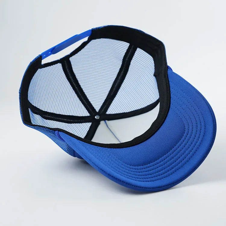 Wholesale high quality 5 panel foam trucker hat with embroidered custom logo Mesh trucker caps