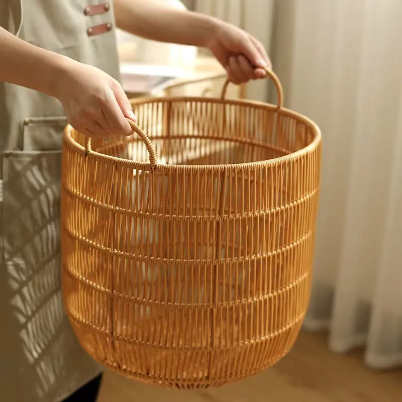 Rattan waterproof laundry basket Laundry storage basket Bedroom bathroom laundry basket