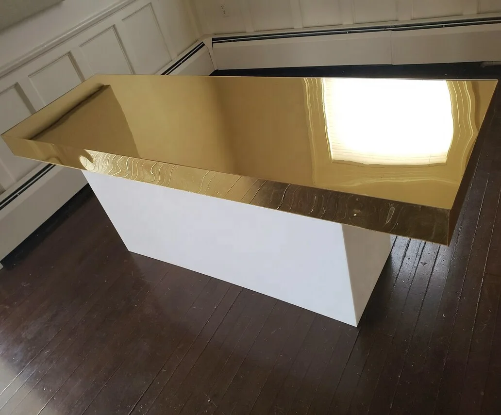 Hotel event party wedding cake table Mirror top acrylic Bridal table Set with white box base