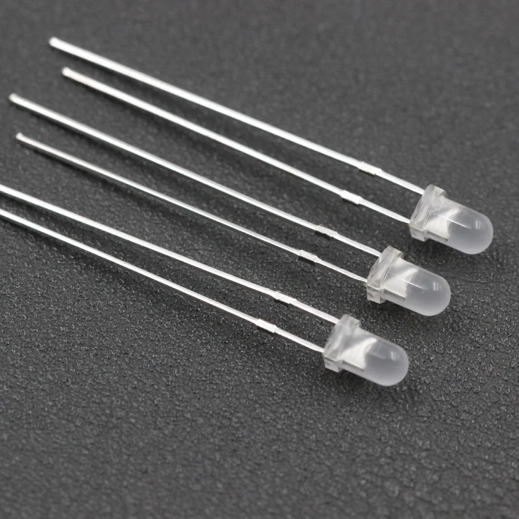 Led F3 / 3mm Round Head with side long foot fog white light red blue green yellow straight inserted led beads