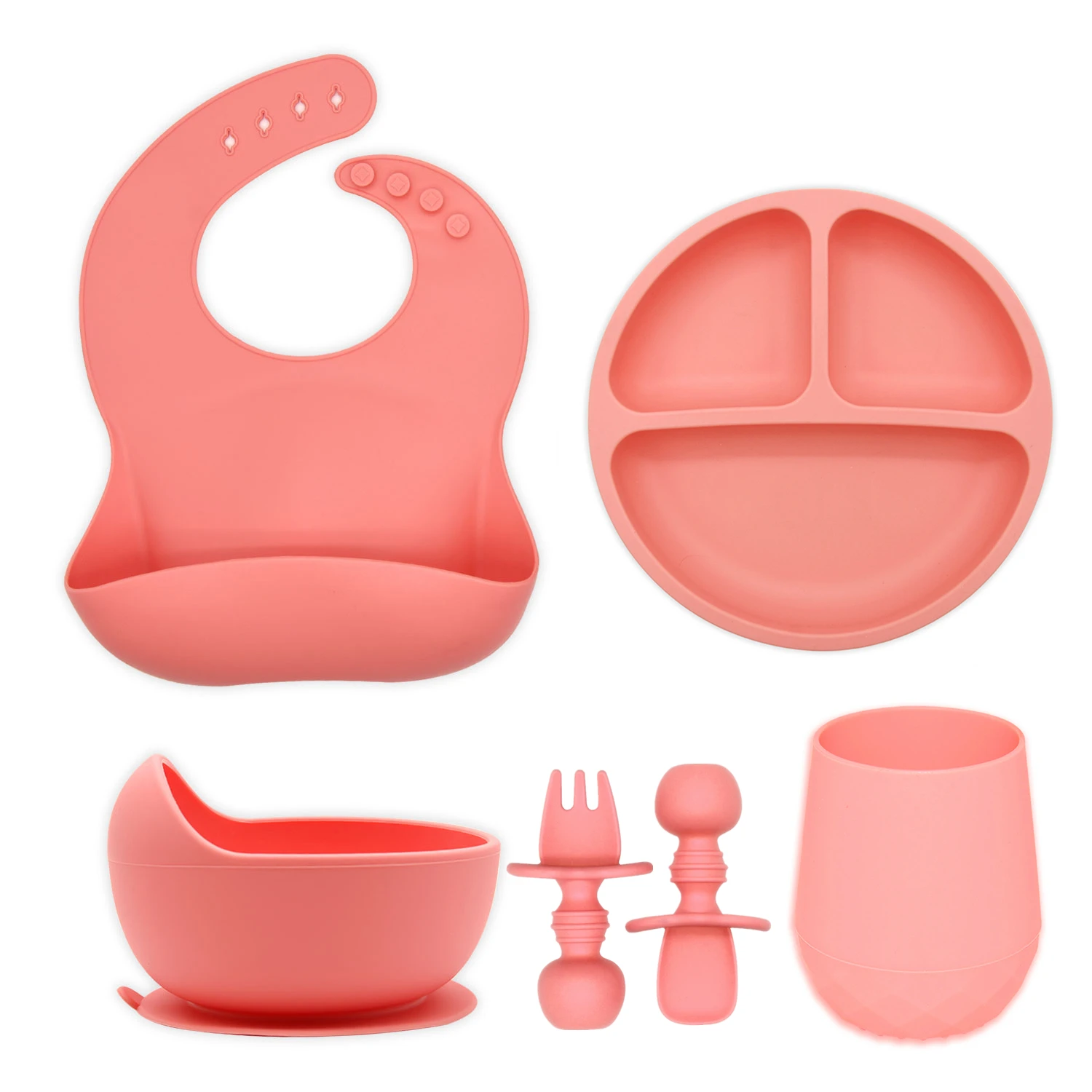 100% Food Grade BPA free Children Tableware Set Toddler Dinnerware Baby Feeding Dinner Divided Suction Silicone Plate for Kids
